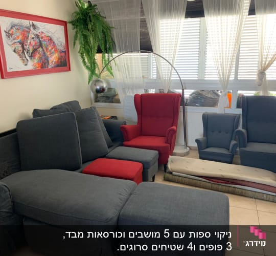 ספות וכורסאות בצבעים שונים בחדר מואר